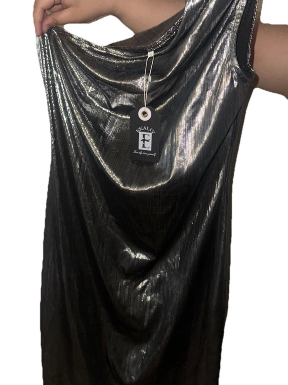 Ekaliy Metallic Mini Dress Size S